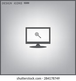 computer display. Magnifying glass. Search. icon. vector design