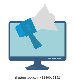 computer display with megaphone sound