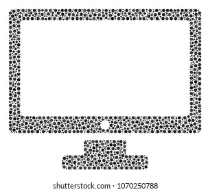 Computer Display mosaic of small circles in different sizes and color tints. Small circles are organized into computer display vector illustration. Dotted vector illustration.