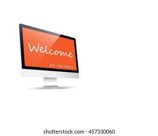 Computer display on isolated white background,Vector illustration