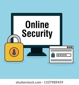 computer display with online security icons