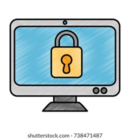 computer display with padlock