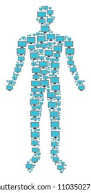 Computer display person avatar. Vector computer display icons are grouped into human combination.
