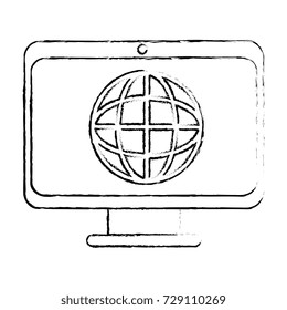 computer display with planet