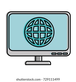 computer display with planet