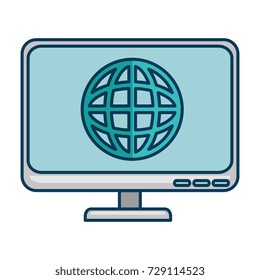 computer display with planet