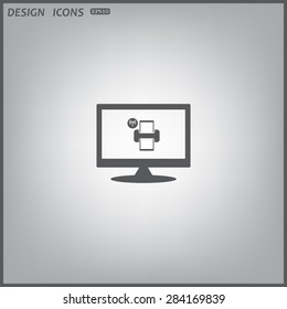 computer display. Printer with wi-fi connection. icon. vector design