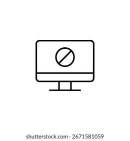 Computer Display with Prohibited Symbol Represents Technical Problem Or Restriction
