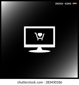 computer display. put in shopping cart. icon. vector design