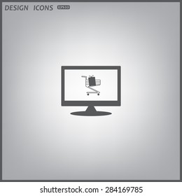 computer display. put in shopping cart. icon. vector design
