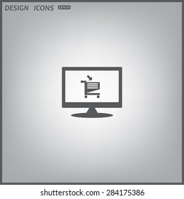 computer display. put in shopping cart. icon. vector design