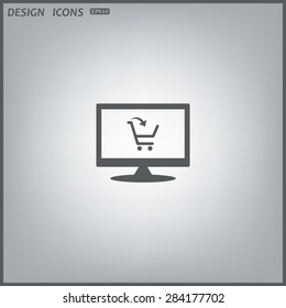 computer display. put in shopping cart. icon. vector design