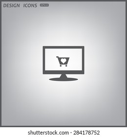 computer display. put in shopping cart. icon. vector design