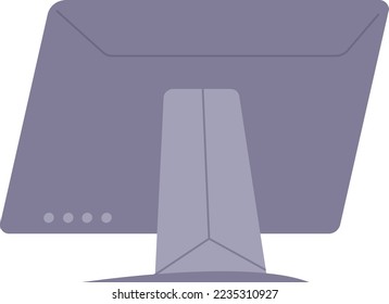 Computer display rear view. Monitor back icon isolated on white background