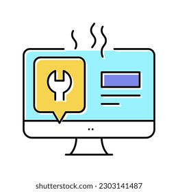 computer display repair color icon vector. computer display repair sign. isolated symbol illustration