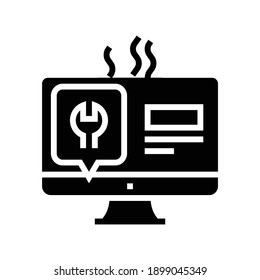 pantalla de equipo reparar vector de icono de glifo. signo de reparación de pantalla de equipo. símbolo de contorno aislado ilustración negra