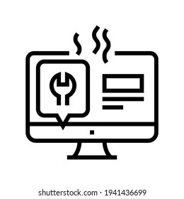 computer display repair line icon vector. computer display repair sign. isolated contour symbol black illustration