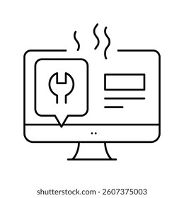 computer display repair line icon vector. computer display repair sign. isolated contour symbol black illustration