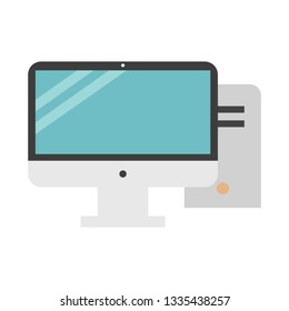 Computer display screen monitor with CBU icon digital screen for any design isolated on white vector illustration