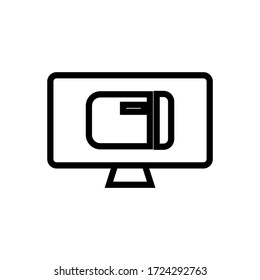 Pantalla del equipo con el icono de contorno de sesión. signo de estilo lineal para concepto móvil y diseño web. Código de explorador Web Optimización de un icono de vector de línea simple. Símbolo de código personalizado, ilustración de logotipo
