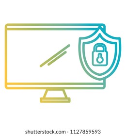 computer display with shield padlock