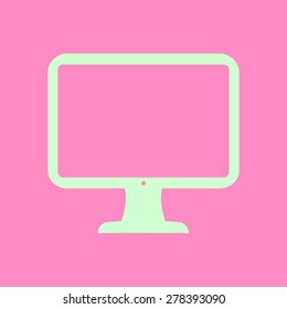 computer display sign icon. Monitor symbol. Flat design style.
