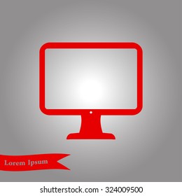 Computer display sign icon. Monitor simbol. Flat design style.