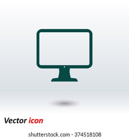 Computer display sign icon. Monitor simbol. Flat design style.