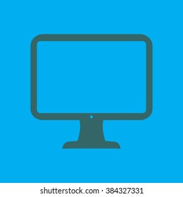 Computer display sign icon. Monitor simbol. Flat design style.