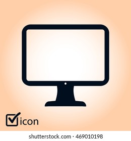 Computer display sign icon. Monitor simbol. Flat design style.