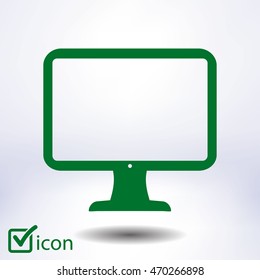 Computer display sign icon. Monitor symbol. Flat design style.