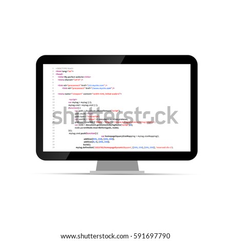 Download Computer Display Simple Website HTML Code Stock Vector ...