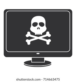 computer display with skull virus alert