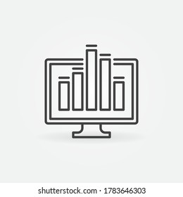Computer Display with Sound Equalizer vector concept icon in outline style