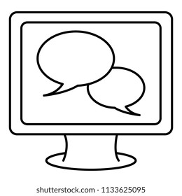 computer display with speech bubble