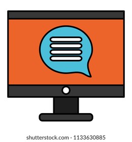 computer display with speech bubble