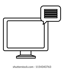 computer display with speech bubble