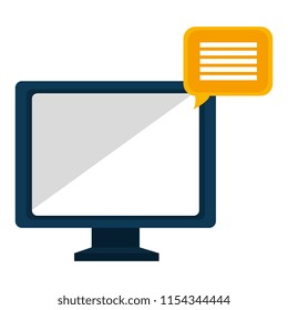 computer display with speech bubble