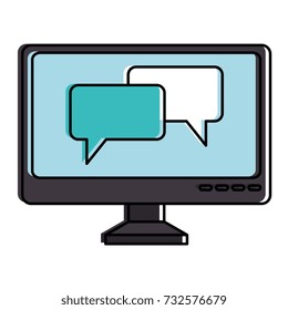 computer display with speech bubbles