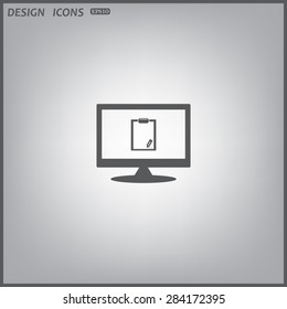 computer display. tablet with paper. icon. vector design