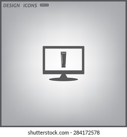 computer display. tube for cream or another cosmetic remedy. icon. vector design