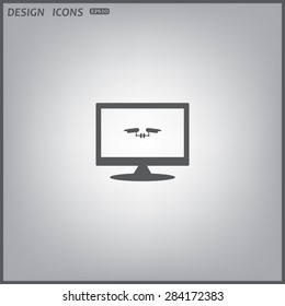 computer display. Two surveillance cameras. icon. vector design