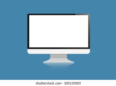 Computer display vector design isolated on background  with blank white screen.Vector Illustration