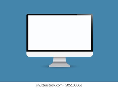 Computer display vector design isolated on background  with blank white screen.Vector Illustration