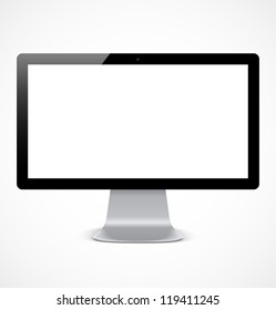 Computer display with white screen. Vector illustration