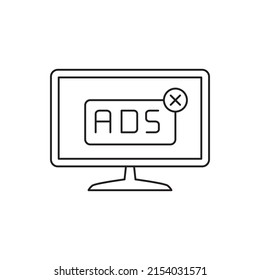 Computer displaying ads icon in line style icon, style isolated on white background