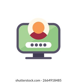 Computer displaying a user profile and prompting for a password input