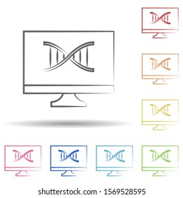 Computer, dna in multi color style icon. Simple thin line, outline vector of biology icons for ui and ux, website or mobile application