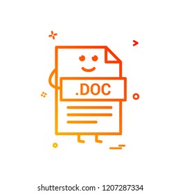 Computer doc document file format type icon vector design