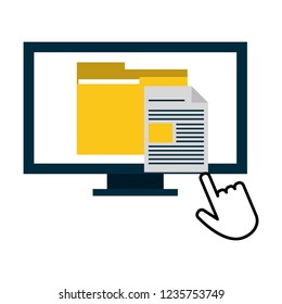 computer with document and cursor click hand